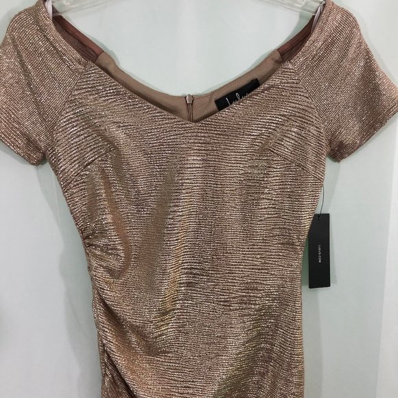 Lulu's Gold Side Ruched Mini Dress NWT - Picture 2 of 4